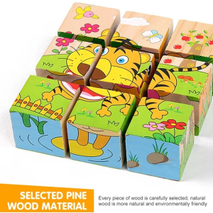 9pcs Wooden Blocks Puzzle Cartoon 3D Jigsaw