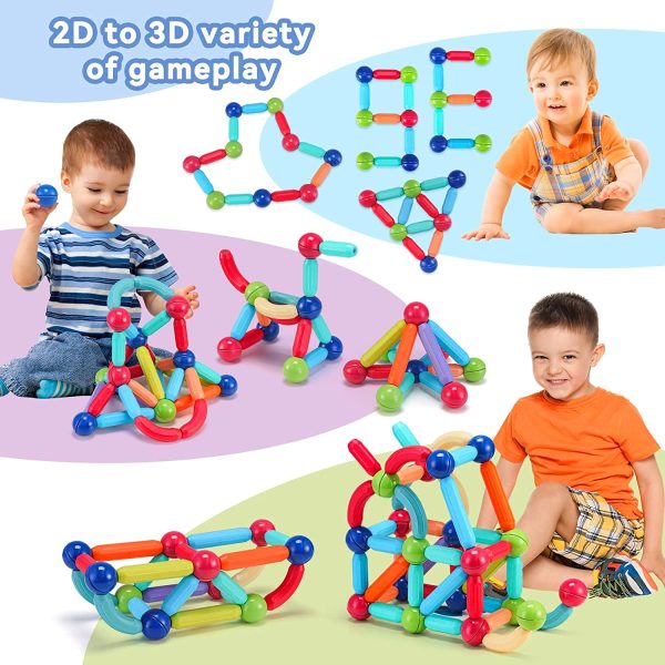 Magnetic Sticks 64 pcs Building Blocks for Kids