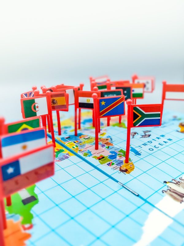 Wooden World Map With Recognition Flags 30 Countries