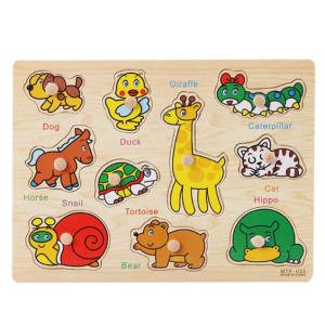 Wooden Animal Knob Puzzle Board