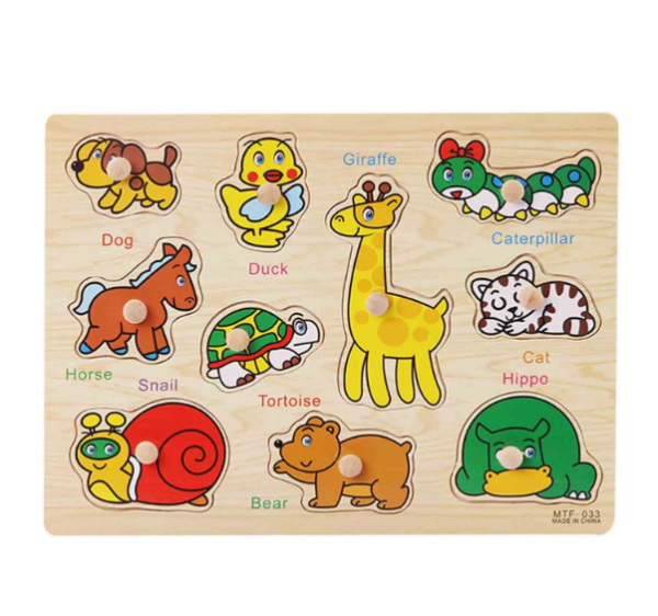 Wooden Animal Knob Puzzle Board