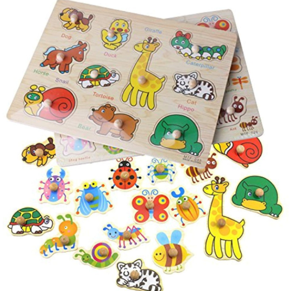 Wooden Animal Knob Puzzle Board