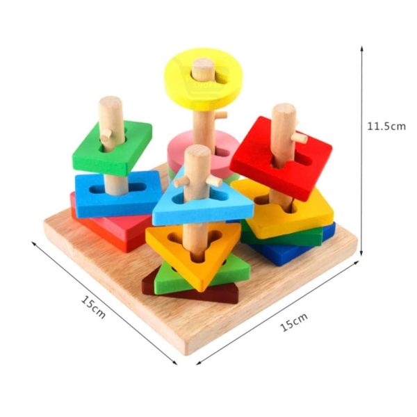 Wooden Colorful Shapes Matching Four Column