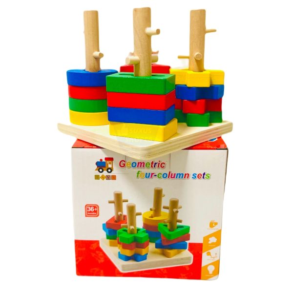 Wooden Colorful Shapes Matching Four Column